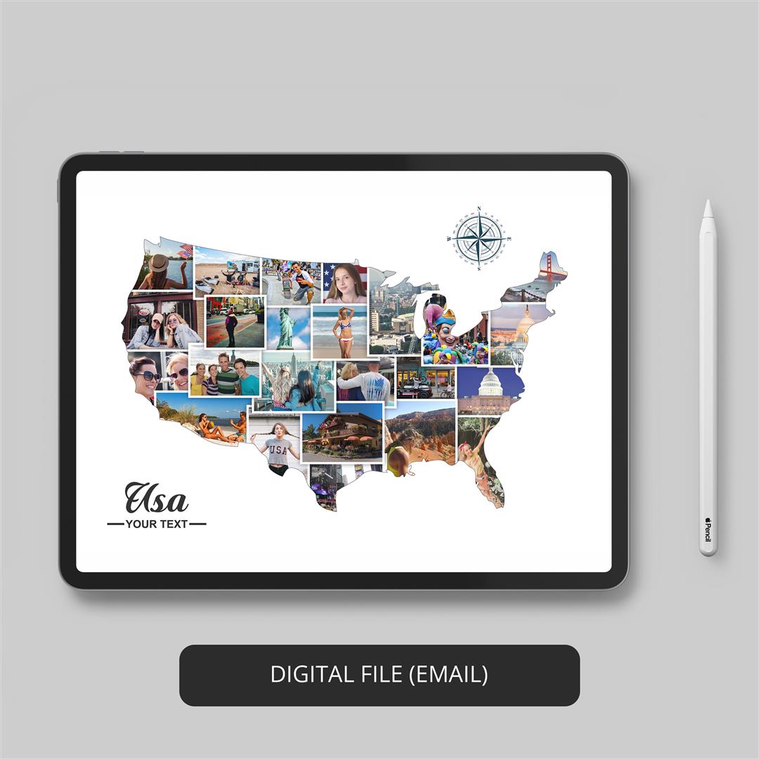 Capture Memories with a Personalized USA Map Collage - USA Decor