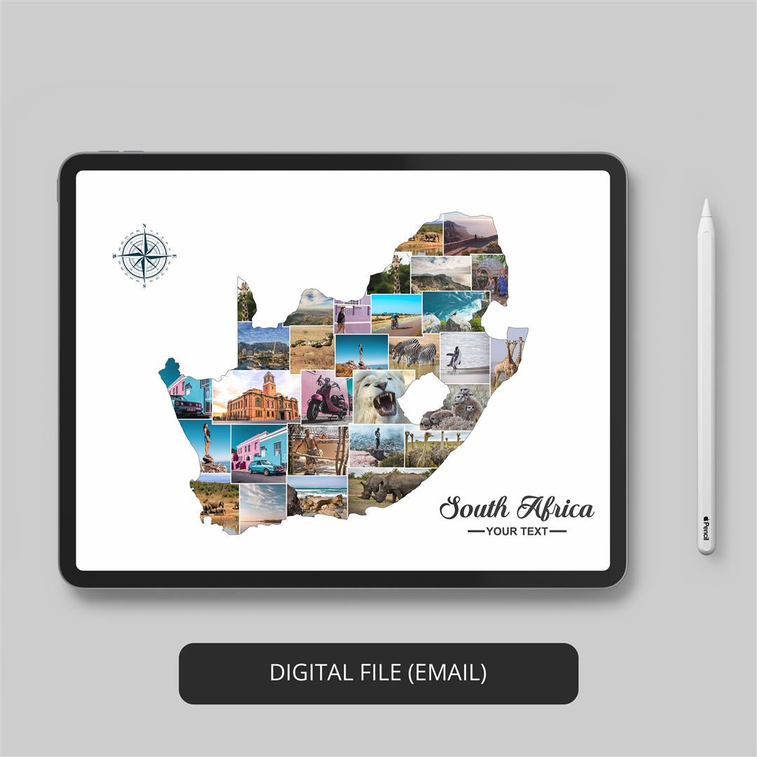 Memorable wall art with a touch of South Africa - Personalized photo collage
