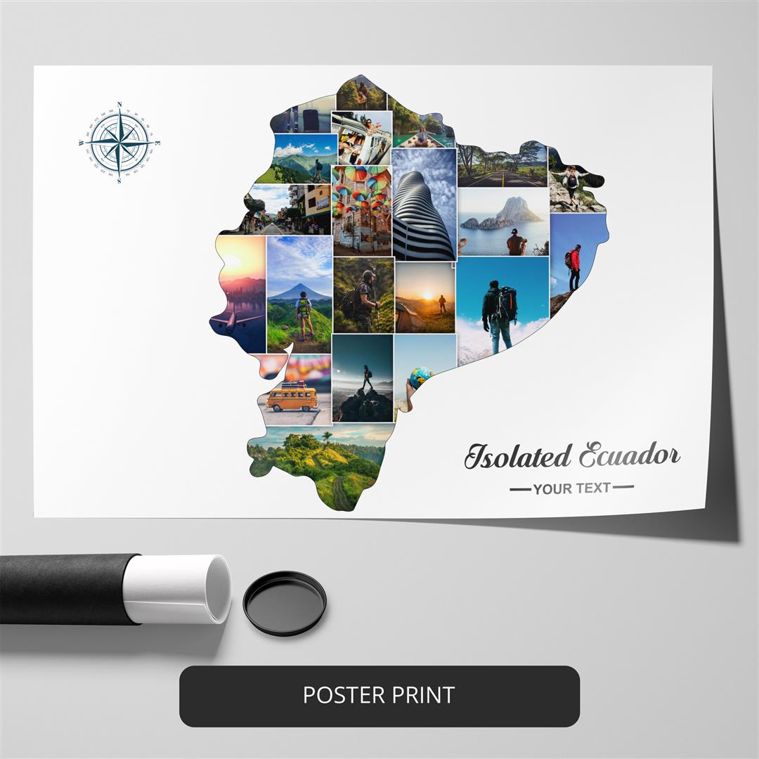 Personalized Ecuador Collage: Beautiful Map of Ecuador as Wall Art
