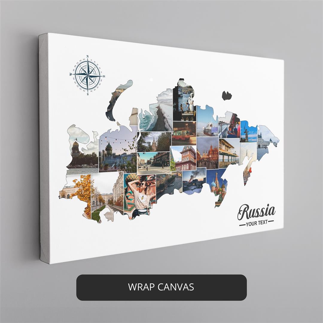 Russia Map Collage: Discover the Charm of Russia with this Stunning Wall Art