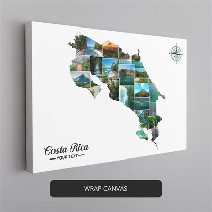 Map of Costa Rica Personalized Photo Collage: Exquisite Wall Decor