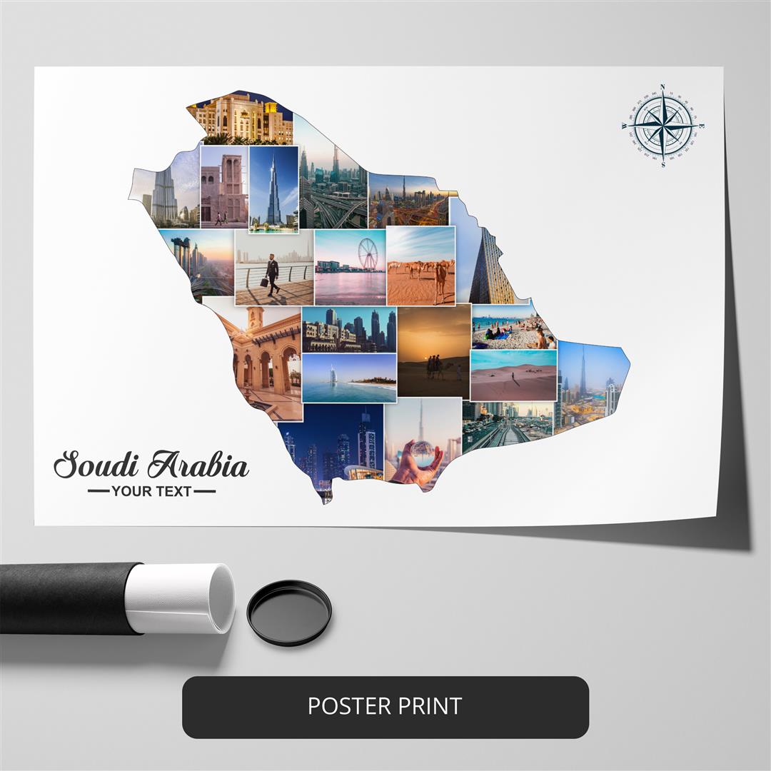 Stunning Saudi Arabia City Map Collage - Perfect Saudi Arabian Home Decor
