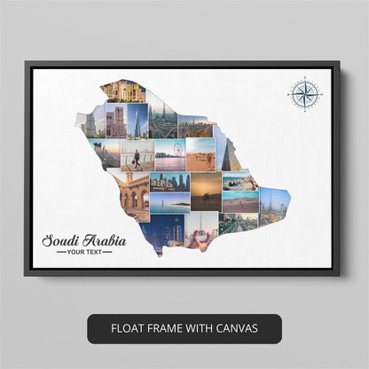 Beautiful Map Saudi Arabia Photo Collage - Elegant Home Decor for Saudi Arabian Theme