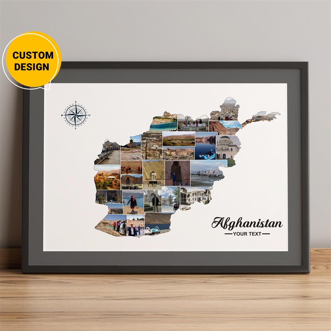 Customized Afghanistan City Map Photo Collage: Unique Afghanistan Decor