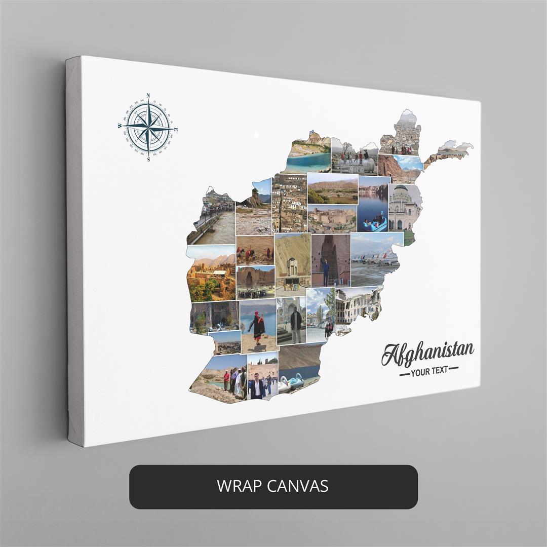 Beautifully Designed Map of Afghanistan Photo Collage: Stunning Wall Art