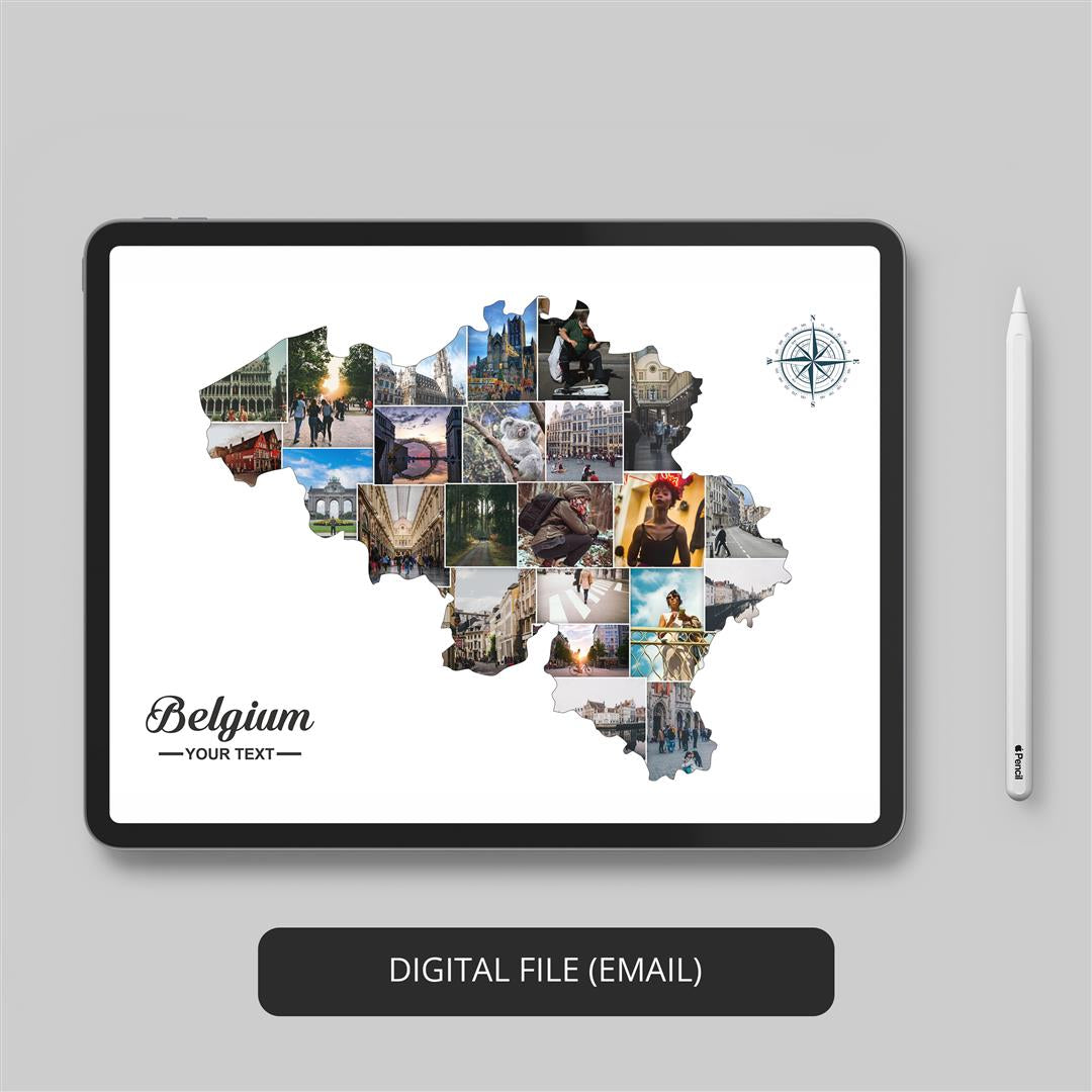 Belgium Gifts: Customized Map Photo Collage for Perfect Presents