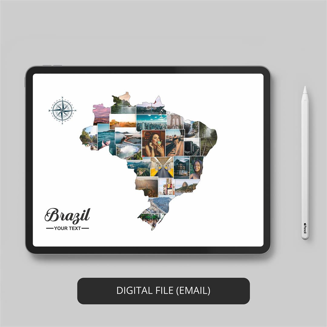 Brazil Maps Personalized Photo Collage - Unforgettable Brazil Gifts and Decor