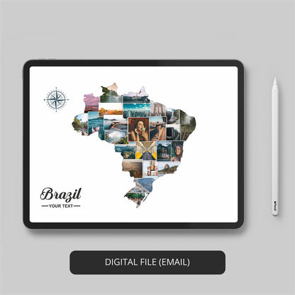 Brazil Maps Personalized Photo Collage - Unforgettable Brazil Gifts and Decor