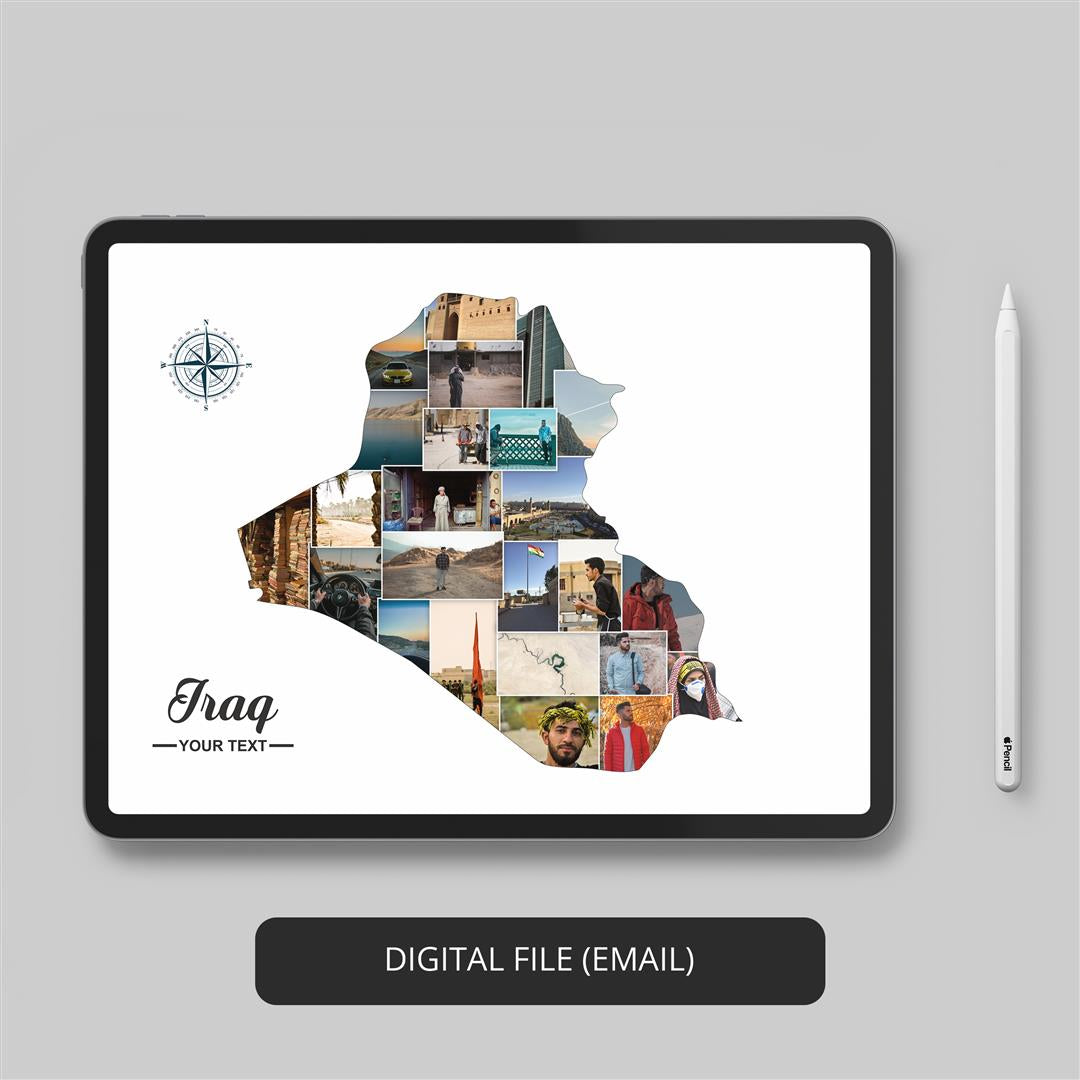 Express Your Love for Iraq with Custom Map Art Collage