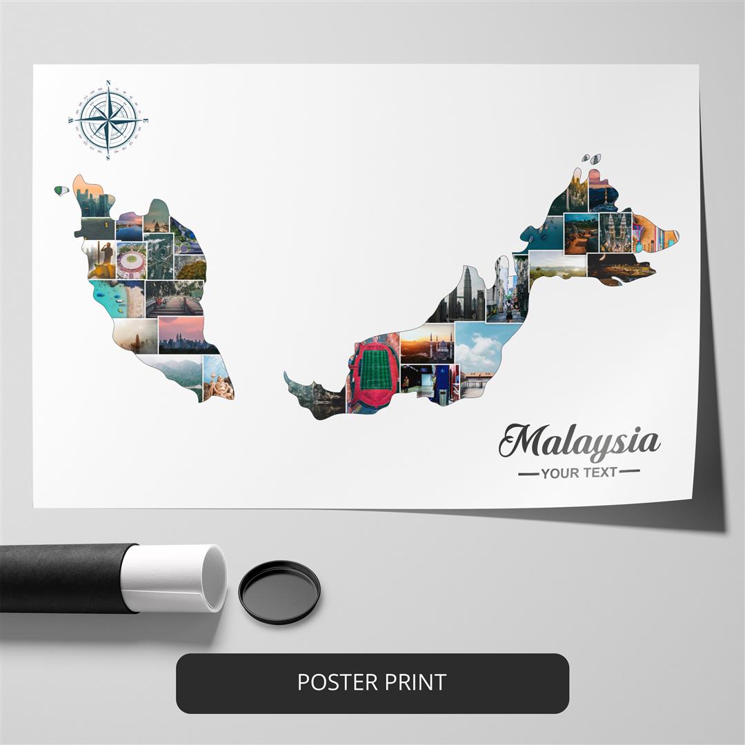 Explore the Beauty of Malaysia with Our Custom Map Photo Collage
