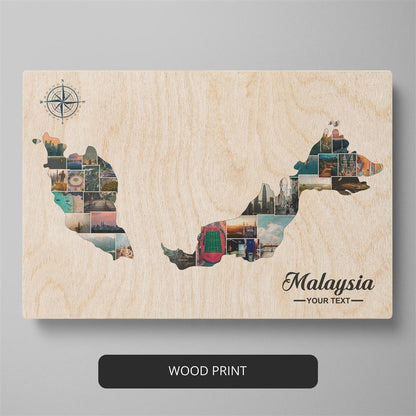 Map of Malaysia Photo Collage - Perfect Malaysia Decor Gift