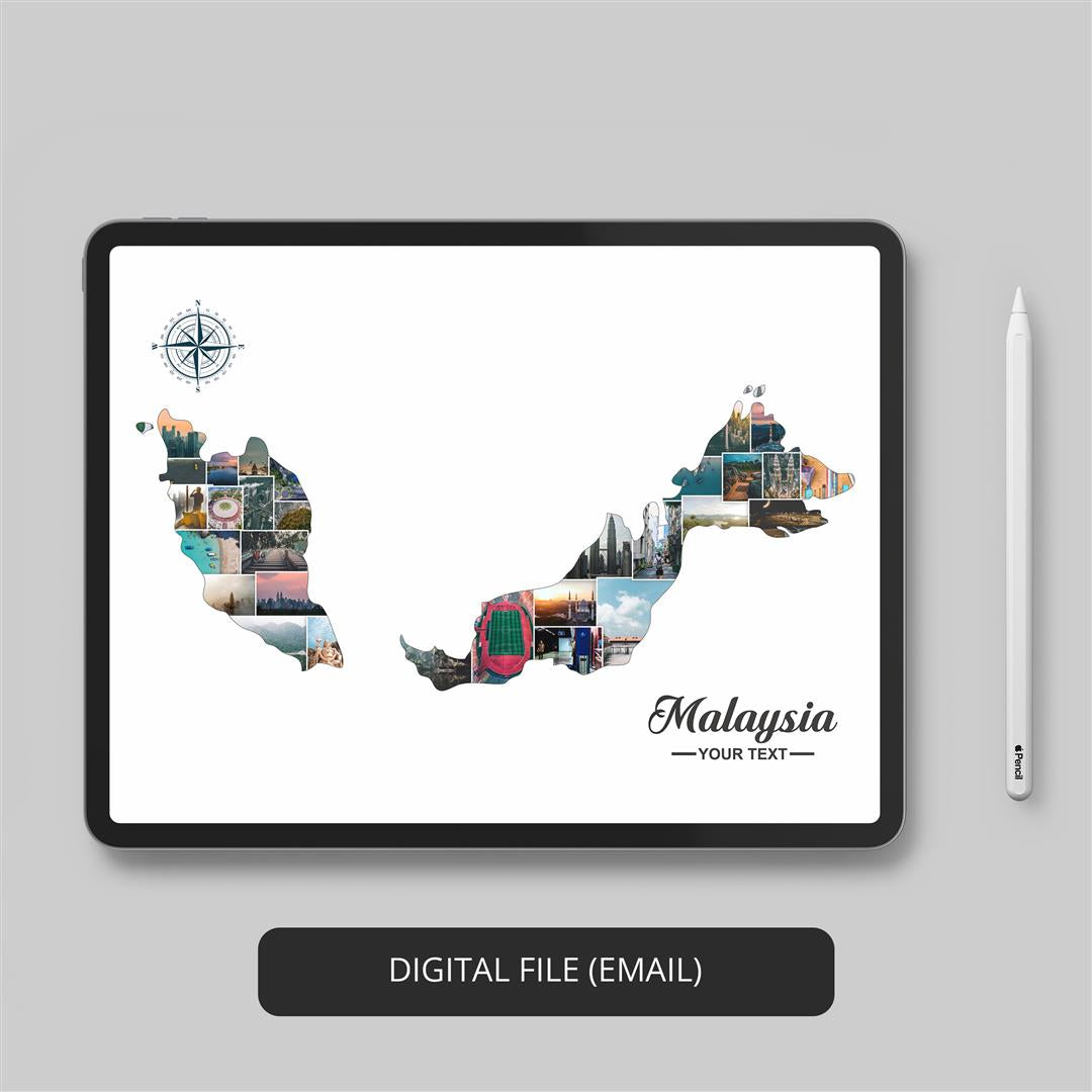 Malaysia Map Collage - Preserve Your Adventures in a Unique Way