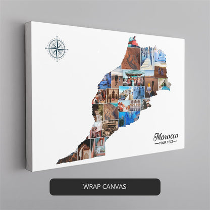 Customizable Morocco Map Collage: Beautiful Wall Art and Unique Morocco Decor