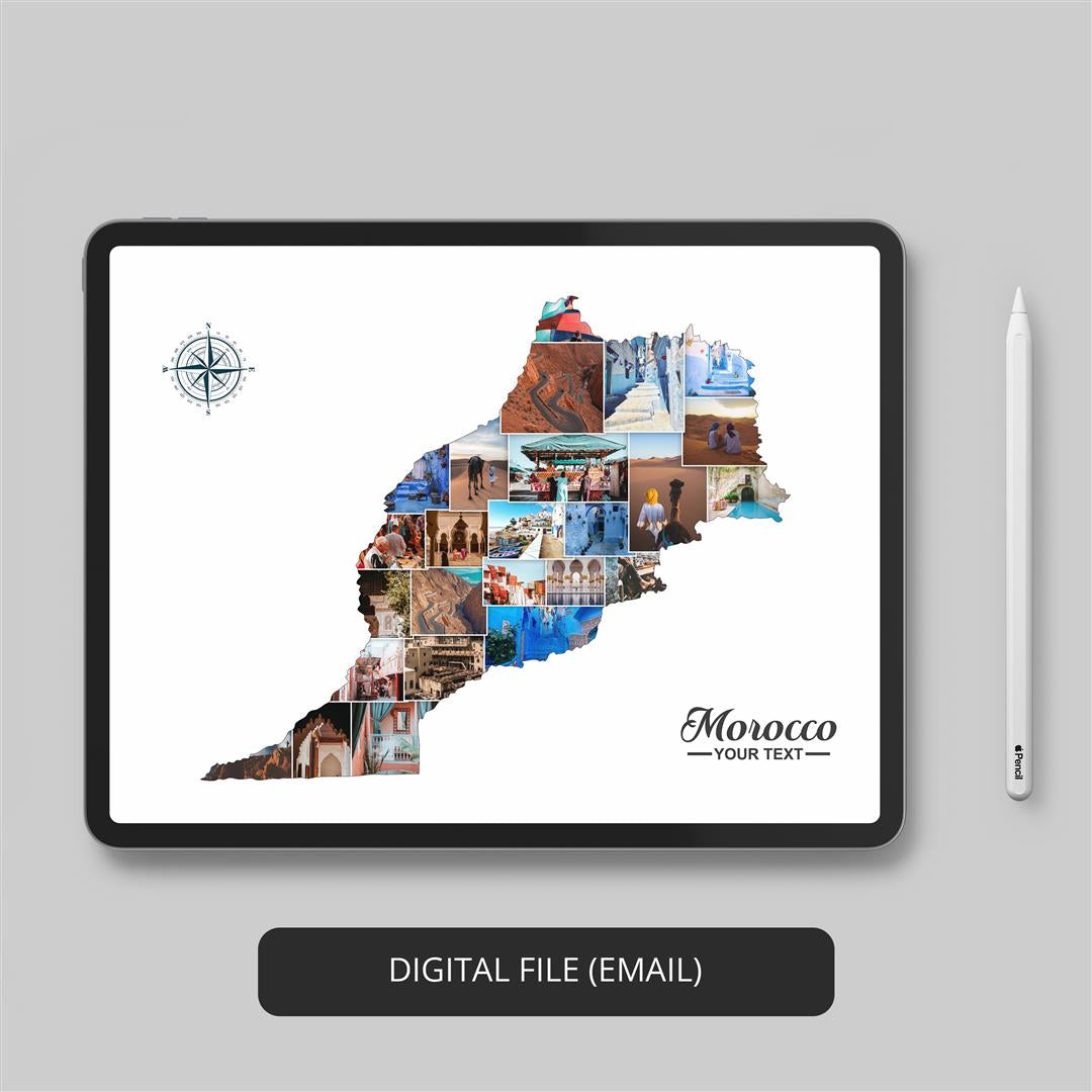 Personalized Photo Collage Celebrating the Beauty of Morocco: Ideal Morocco Decor and Gift Idea