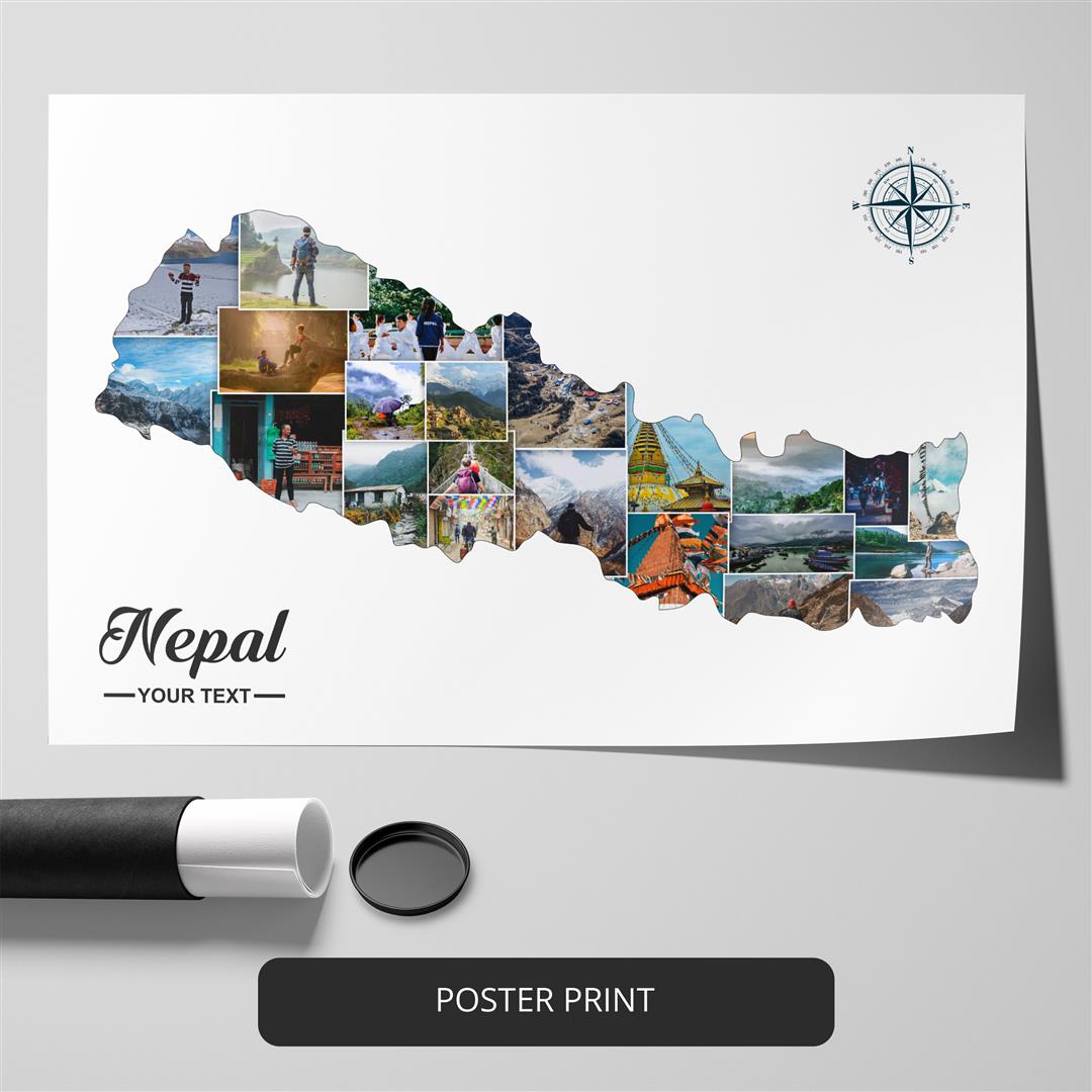 Map of Nepal Photo Collage - Unique Personalized Gifts from Nepal