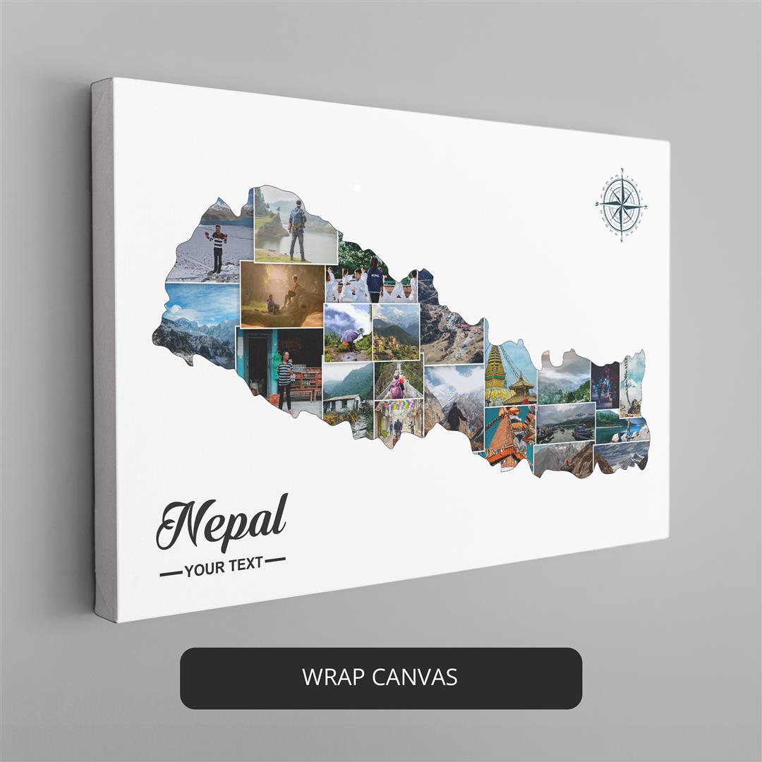 Explore Nepal's Beauty with a Map Collage - Customized Home Decor