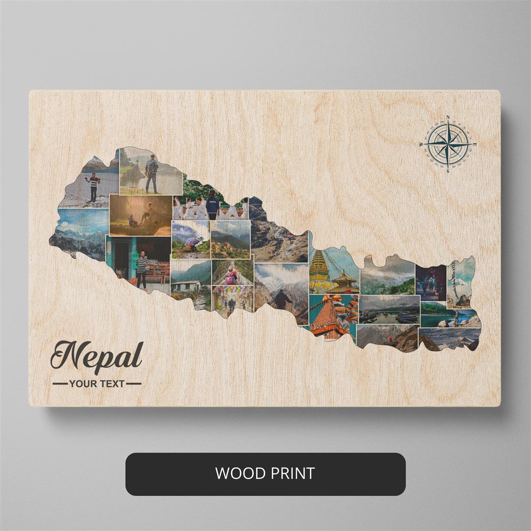 Nepal Map Photo Collage - Perfect Gift for Adventure Enthusiasts
