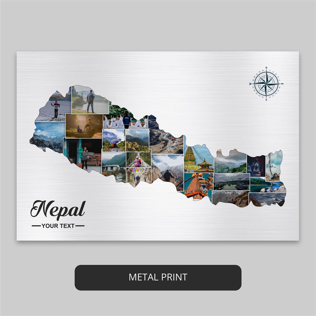 Discover Nepal in Style - Personalized Map Collage Gift Idea