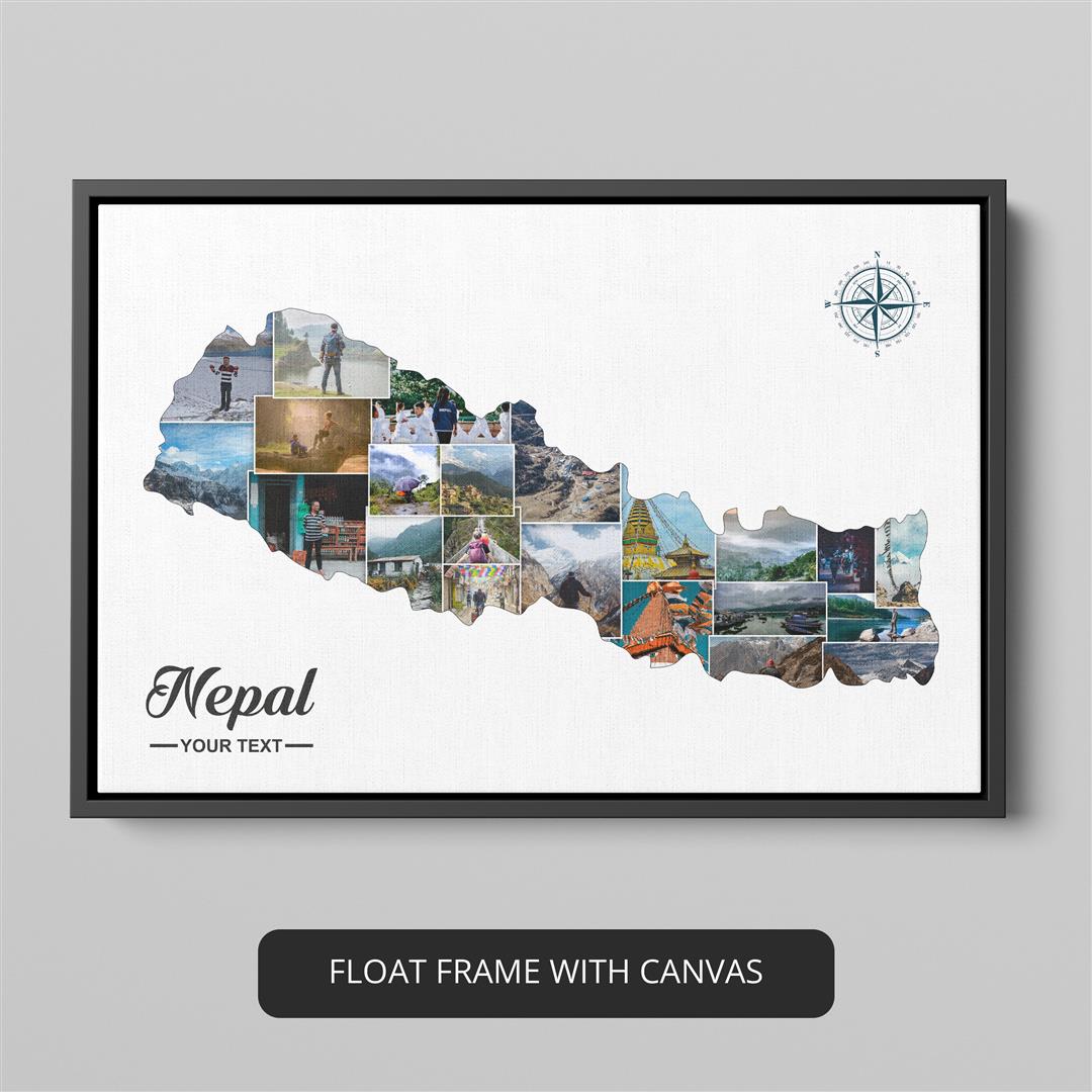 Nepal Map Art Collage - A Thoughtful Present for Nepal Enthusiasts