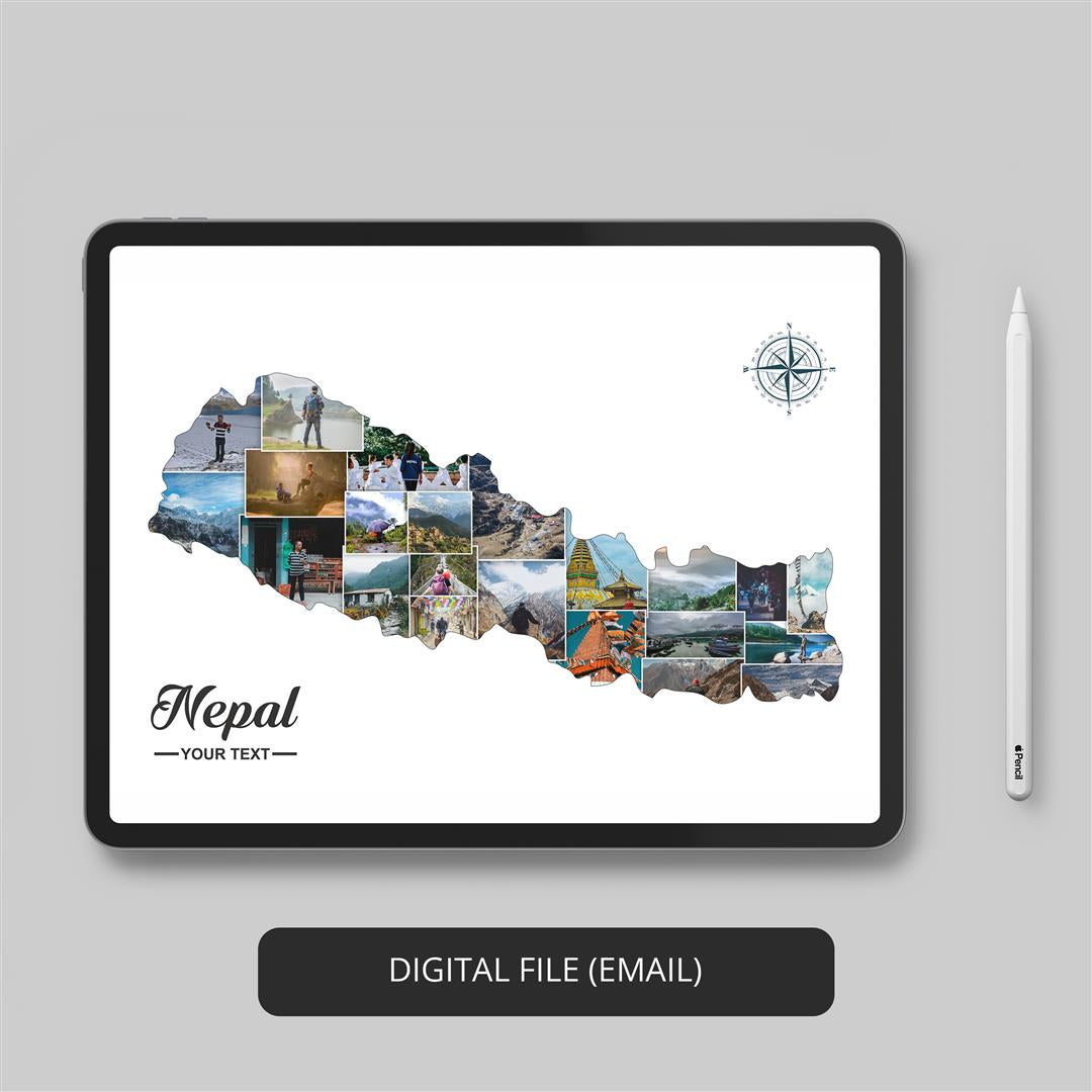 Customized Nepal Map Collage - Uniquely Crafted Nepal Gifts