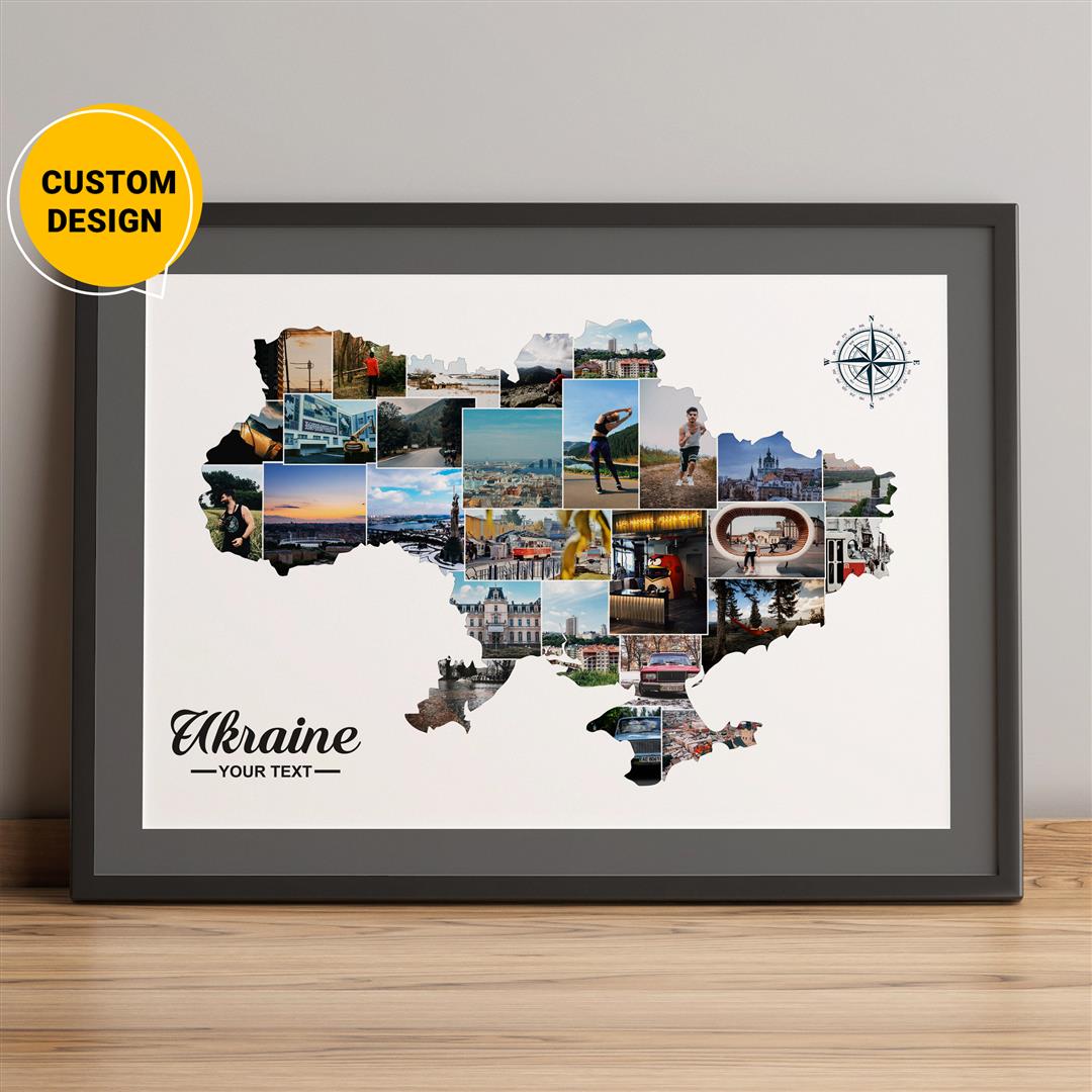 Custom Personalized Photo Collage of Ukraine Country Map | Ukraine Wall Art