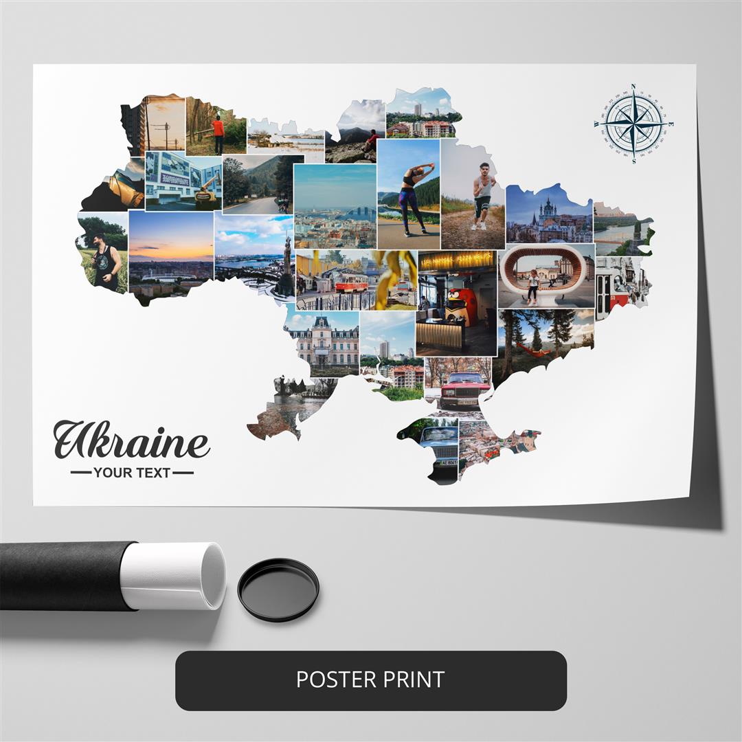 Stunning Ukraine Map Poster | Unique Map of Ukraine Collage