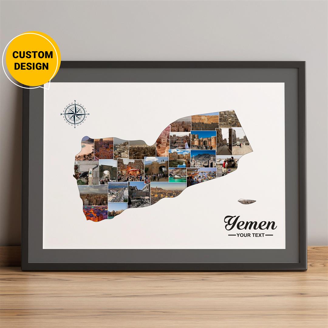 Customized Yemen Map Photo Collage - Unique Yemen Decor