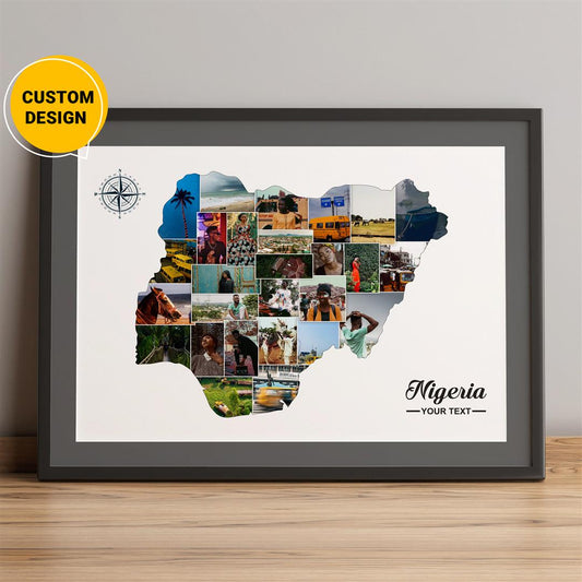 Personalized Photo Collage featuring Map of Nigeria for Home Decor