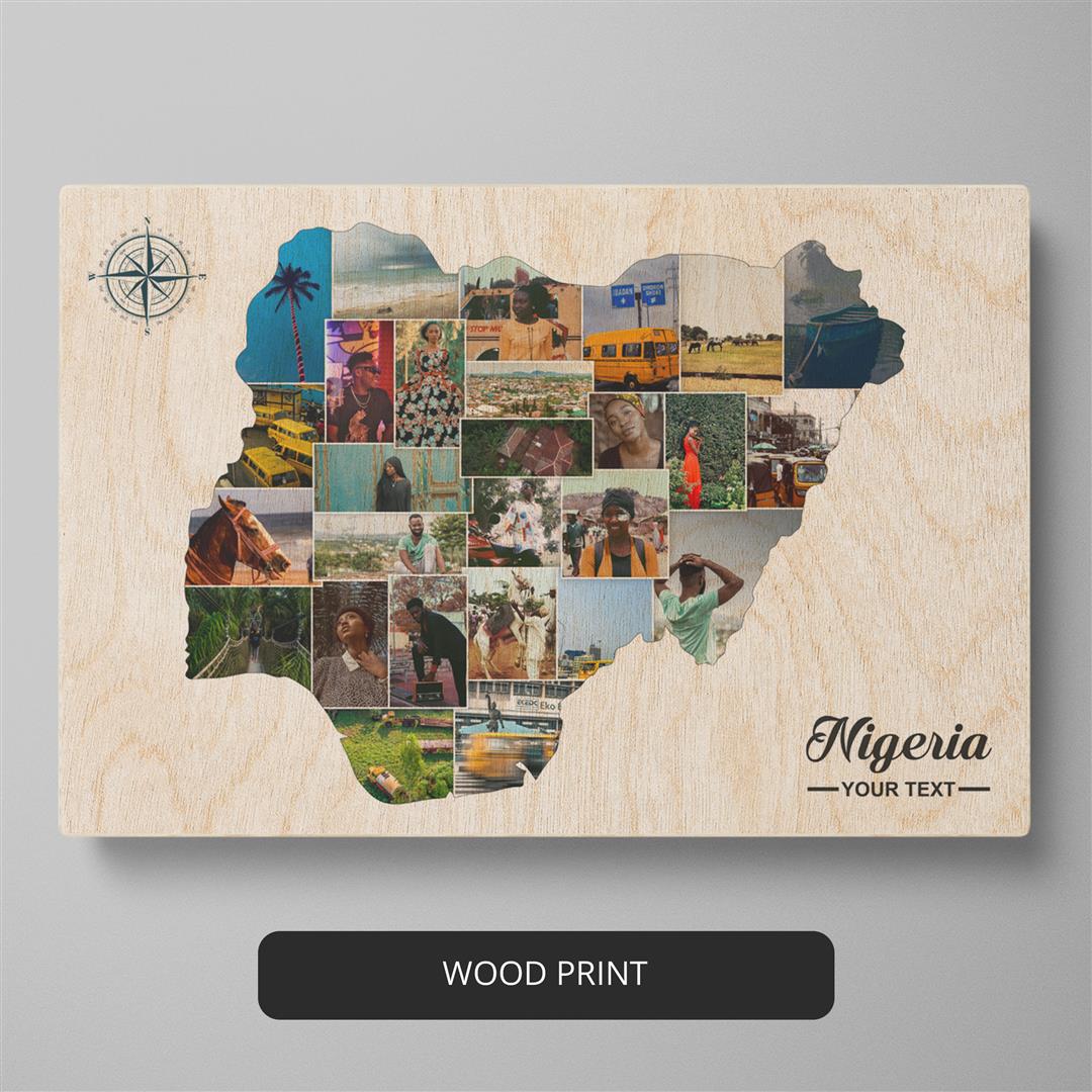 Captivating Photo Collage with Map of Nigeria, Perfect for Home Decor