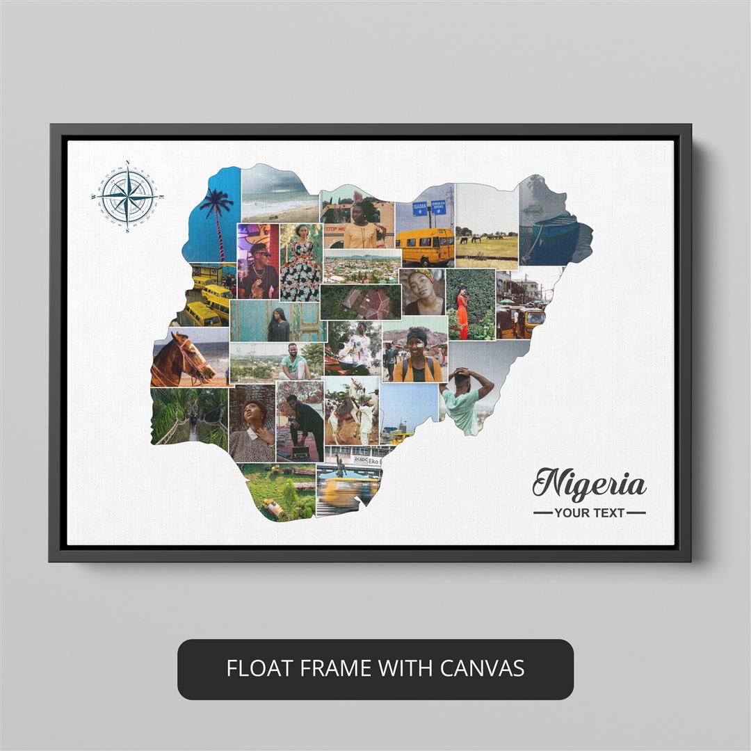 Artistic Nigeria Map Photo Collage for Stylish Home Decoration