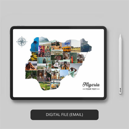 Unique Decorative Piece: Nigeria Map Photo Collage for Your Space