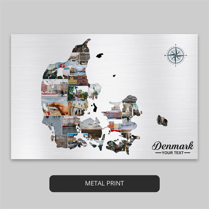Denmark Gifts: Customizable Denmark Map Photo Collage for Special Occasions