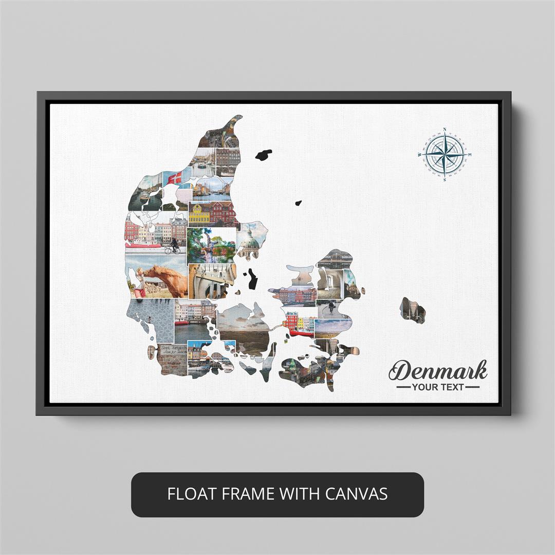 Map Denmark Home Decor: Personalized Denmark Map Collage for a Stylish Touch