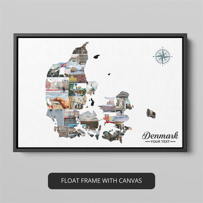 Map Denmark Home Decor: Personalized Denmark Map Collage for a Stylish Touch