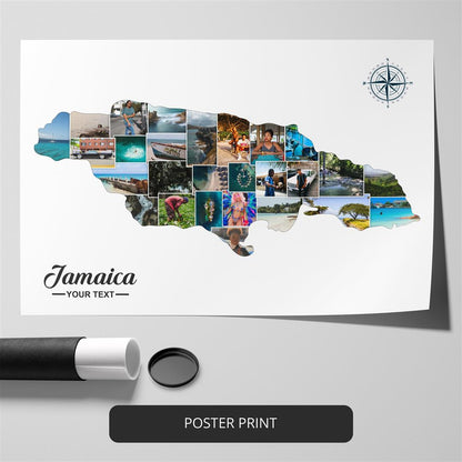 Jamaica Map: Customized Photo Collage - Beautiful Wall Decor