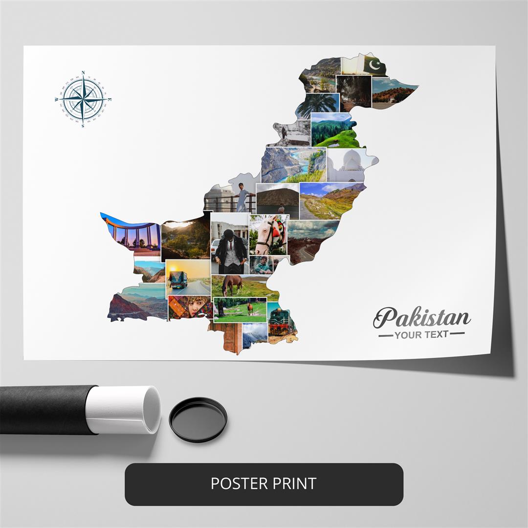Map of Pakistan: Unique Wall Art - Personalized Photo Collage
