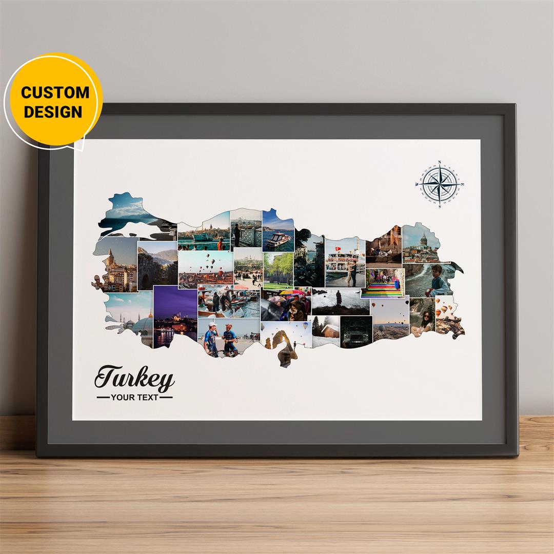 Personalized Turkey Map Wall Decor Picture Frame Gift