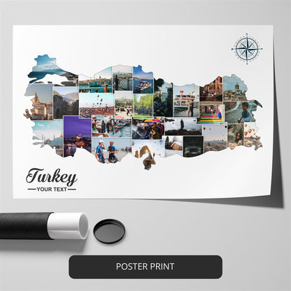 Turkey Picture Frame: Custom Photo Collage with Map of Turkey - Decorative Keepsake