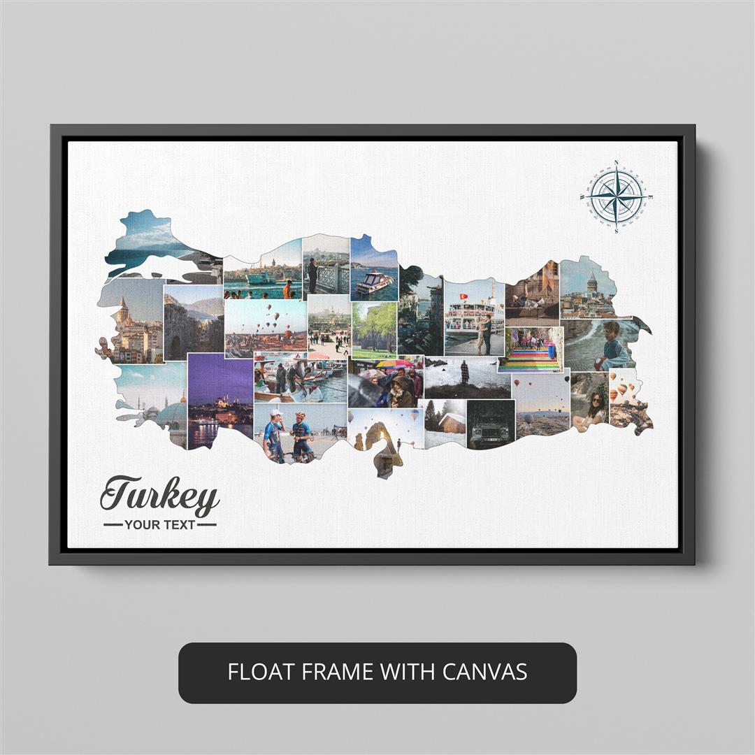 Turkey Wall Decoration: Custom Photo Collage - Captivating Map of Turkey Decor