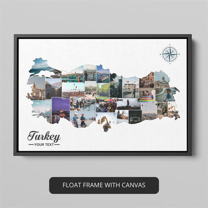 Turkey Wall Decoration: Custom Photo Collage - Captivating Map of Turkey Decor