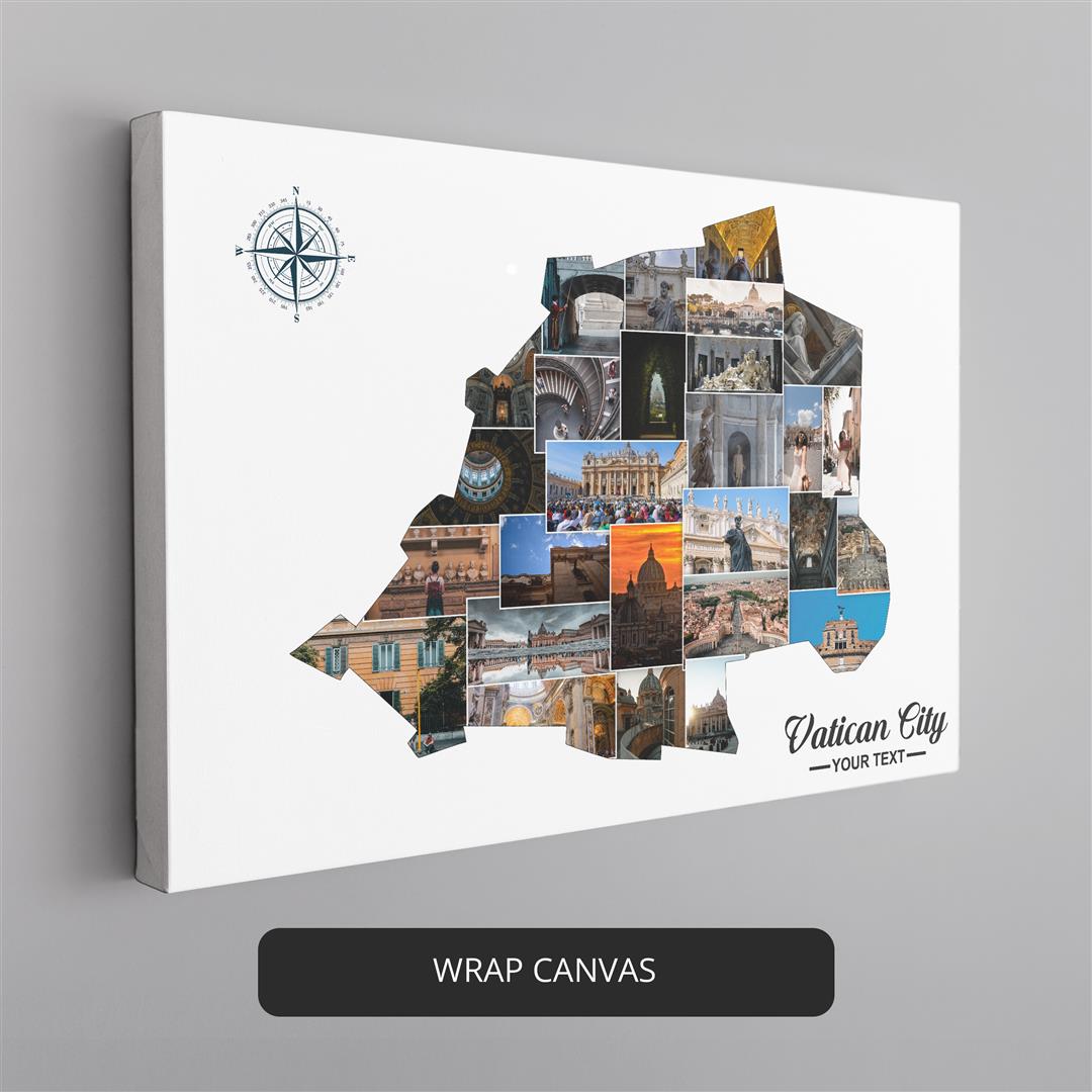 Beautiful Map of Vatican City: Custom Photo Collage Depicting the Charm of Vatican