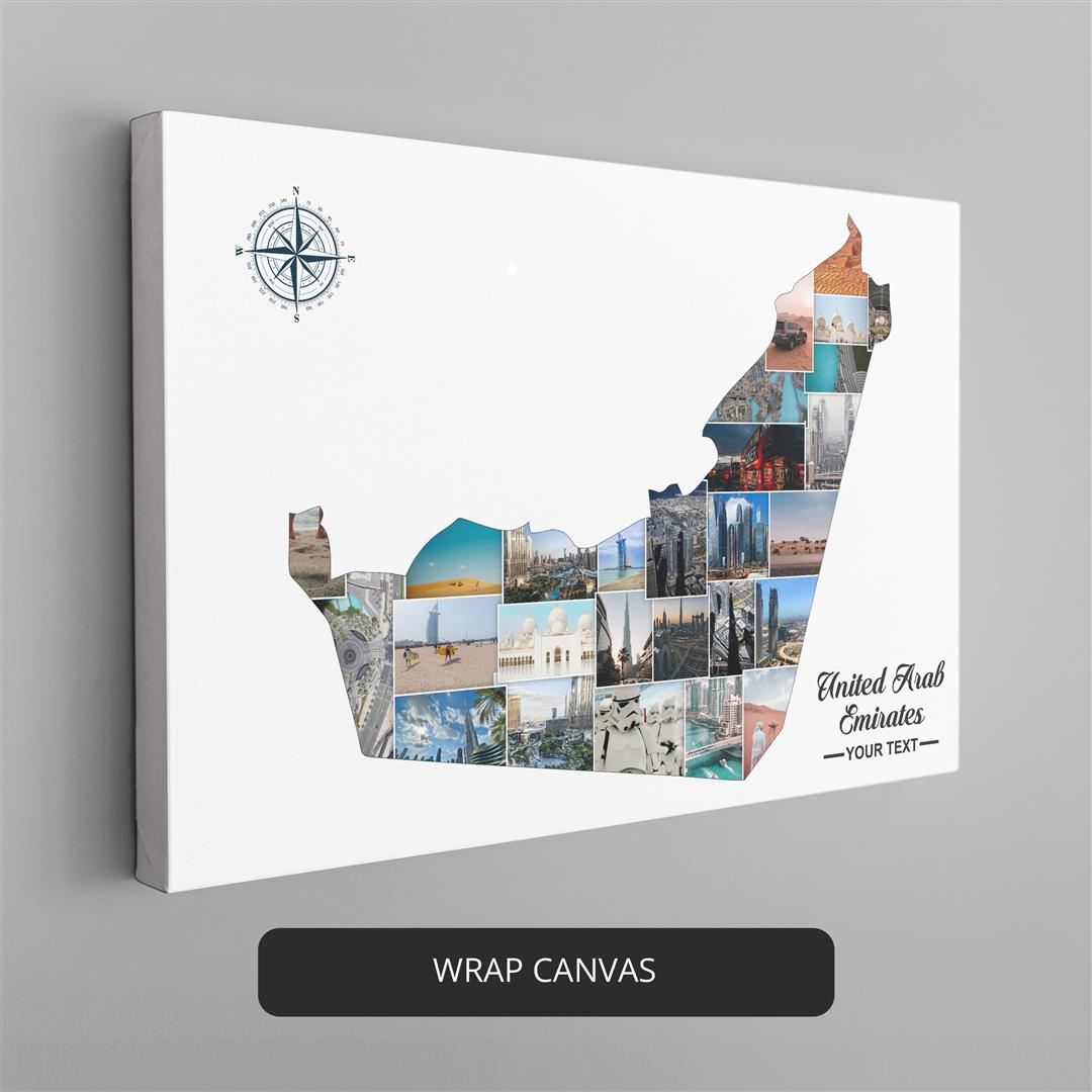 Unity Uae Collages Custom United Arab Emirates Map Home Decor Photo Gift – CollagemasterCo