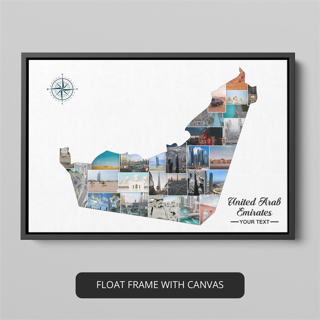 Unity Uae Collages Custom United Arab Emirates Map Home Decor Photo Gift – CollagemasterCo