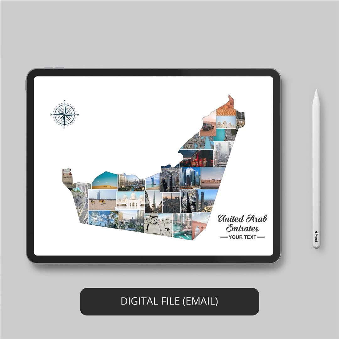 United Arab Emirates Country Map: Personalized Photo Collage - Home Decor Delight