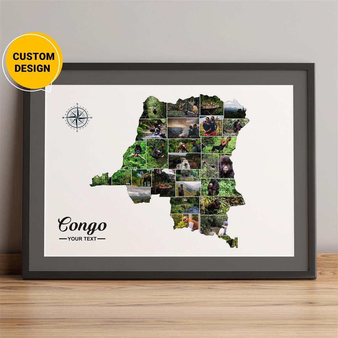 Stunning Congo Map Artwork: Unique Personalized Photo Collage