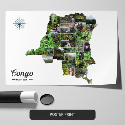Creative Congo Art: Custom Photo Collage Featuring the Map of Congo