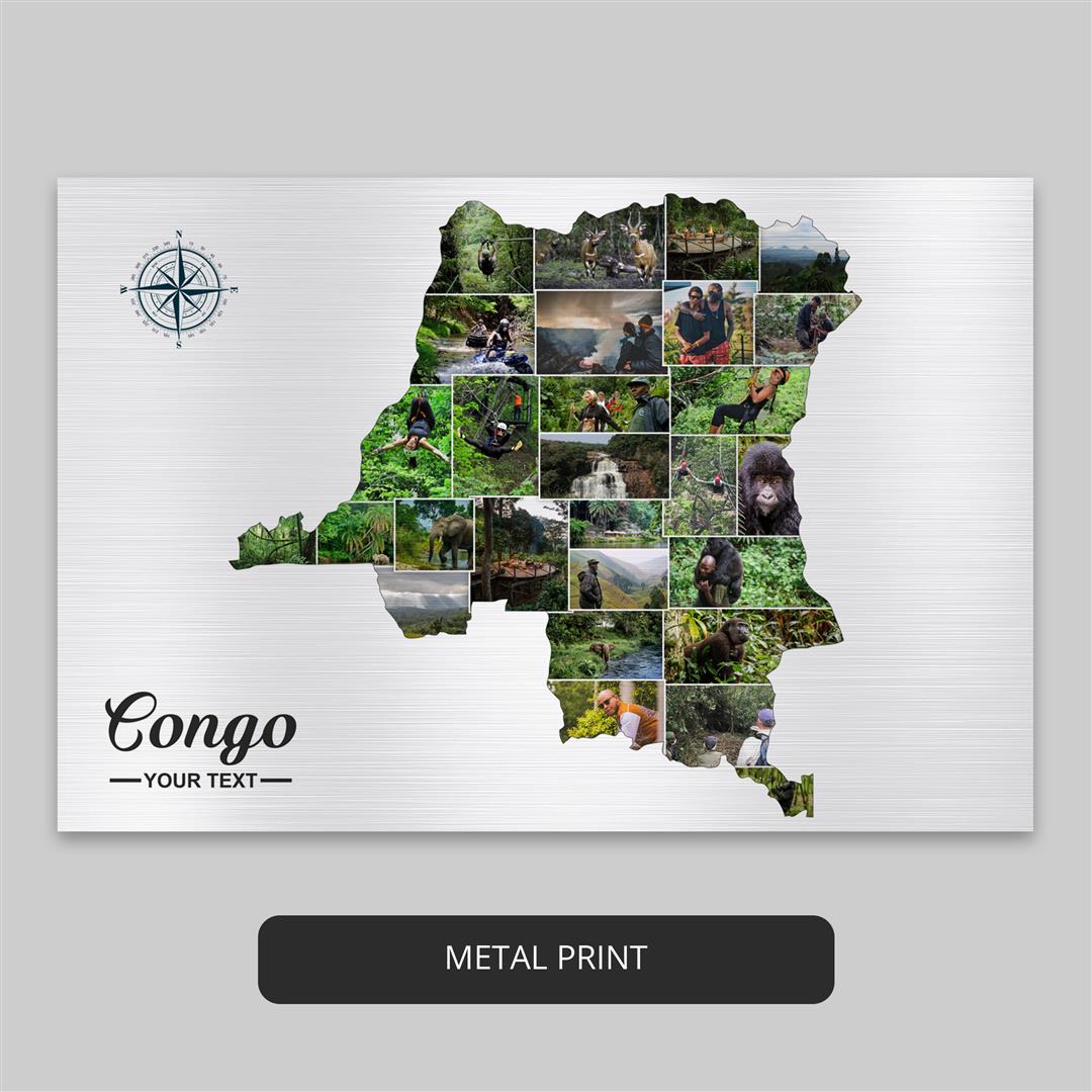 Congo Country Map: Exquisite Personalized Photo Collage for Your Home