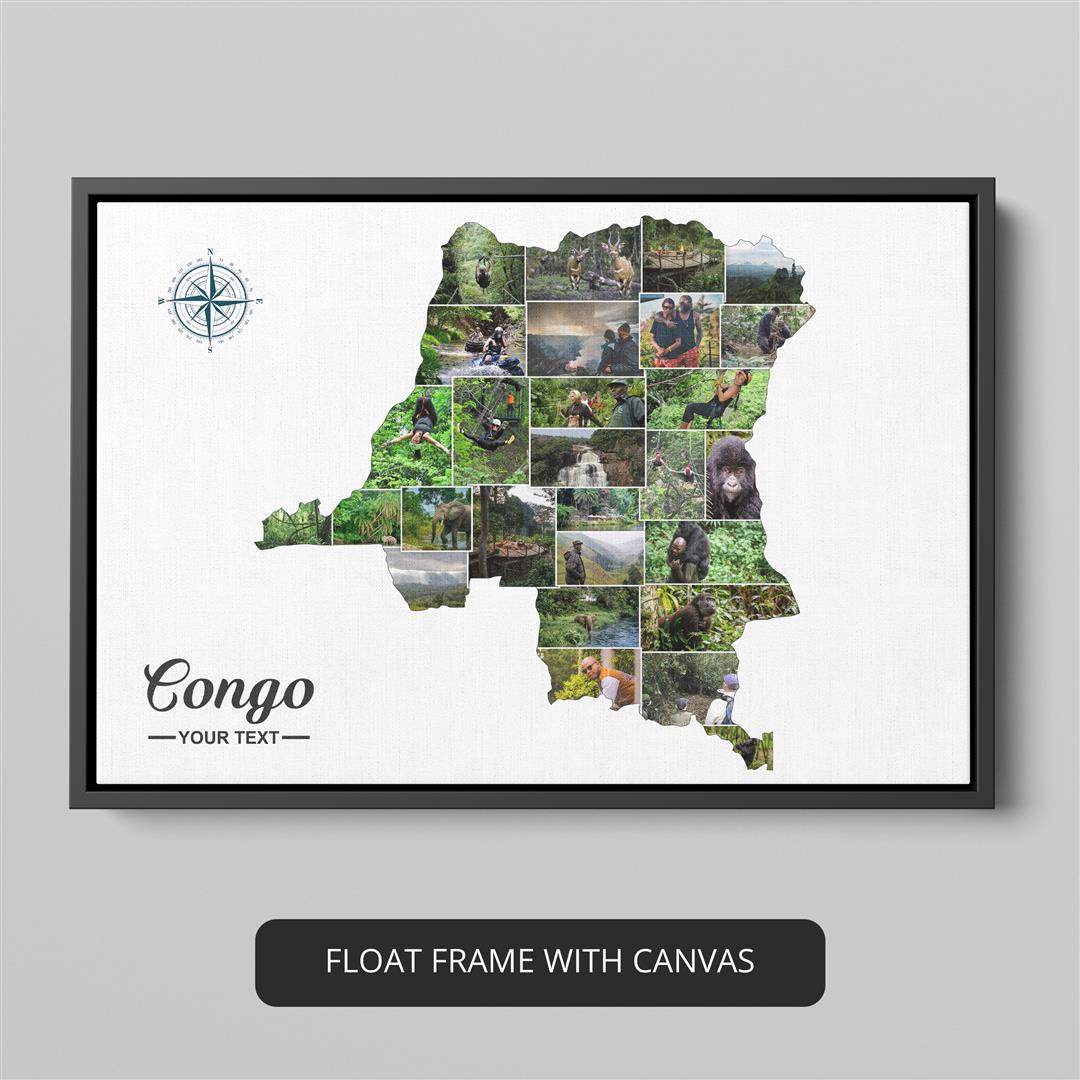 Express Your Love for Congo: Custom Photo Collage with Congo Map Art