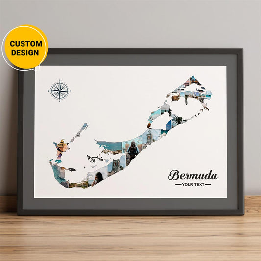 Stunning Bermuda Map Wall Art: Unique Personalized Photo Collage
