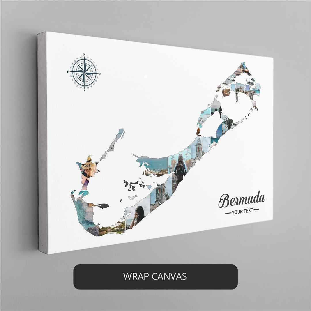 Map of Bermuda Art Print: Personalized Photo Collage Gift Idea